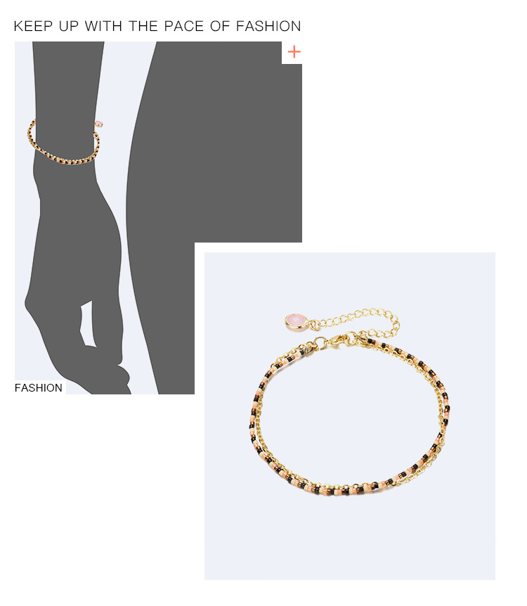 Fashion Gold Color+pink Beads Decorated Color Matching Bracelet,Beaded Bracelet