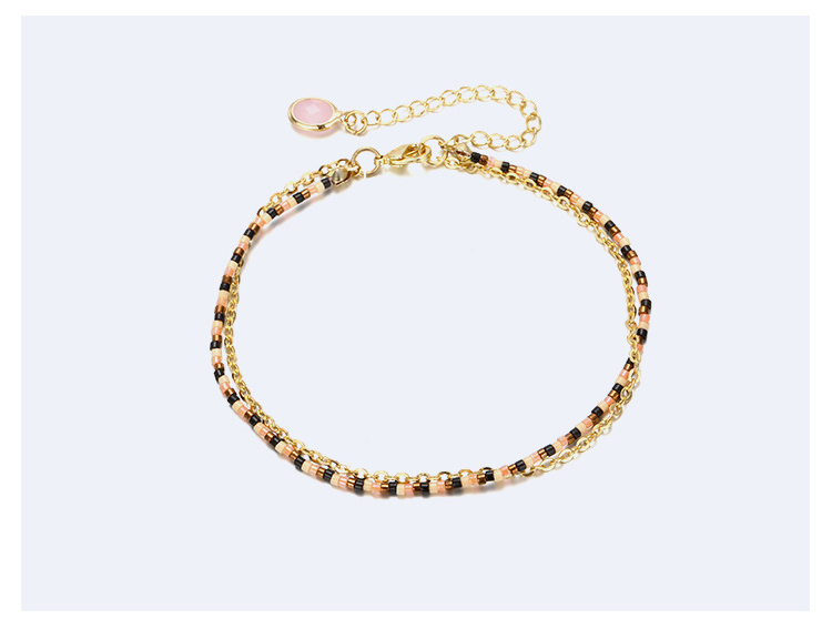 Fashion Gold Color+pink Beads Decorated Color Matching Bracelet,Beaded Bracelet