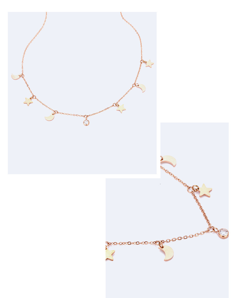 Fashion Rose Gold Star&diamond Decorated Simple Necklace,Necklaces