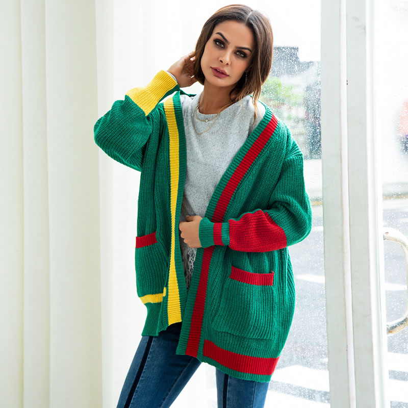 Fashion Green Long Sleeves Design Loose Sweater,Sweater