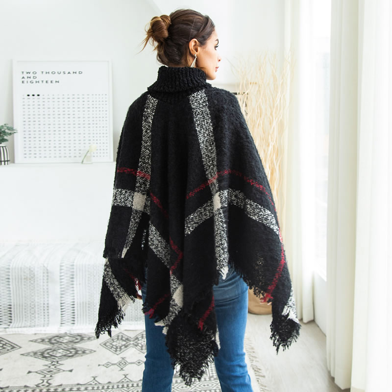 Fashion Black Tassel Decorated Irregular Shape Sweater,Sweater