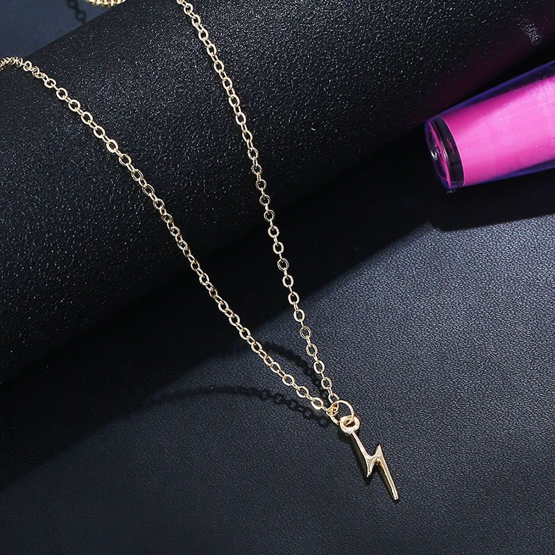 Fashion Gold Color Lightning Shape Pendant Decorated Necklace,Pendants