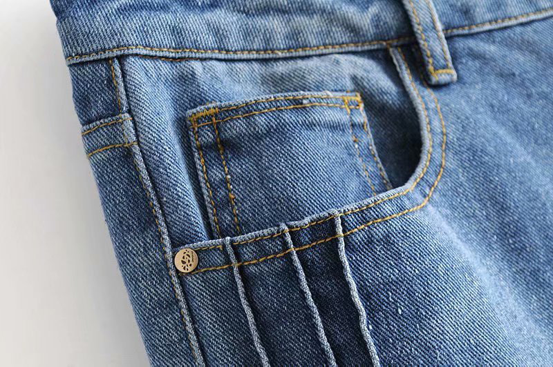 Fashion Blue Pure Color Decorated Simple Jeans,Pants