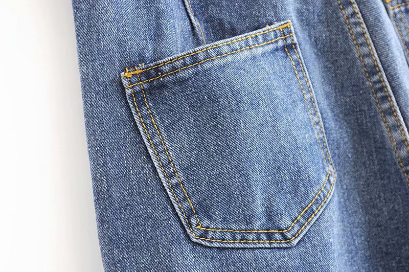 Fashion Blue Pure Color Design High-waist Jeans,Pants
