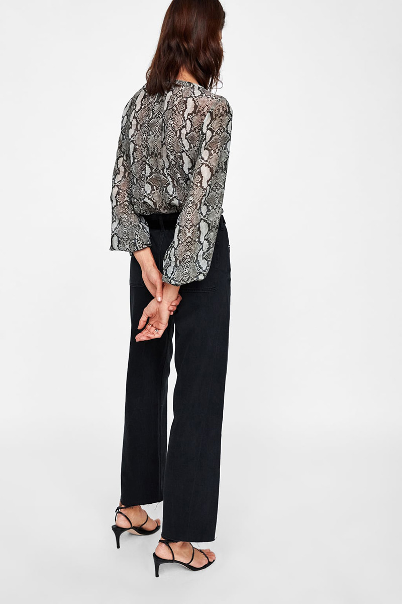 Fashion Gray Snake Pattern Design V Neckline Jumpsuit,Pants