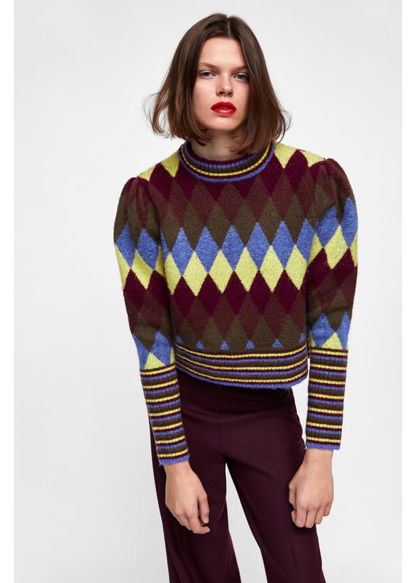 Fashion Multi-color Color Matching Design Long Sleeves Sweater,Sweater