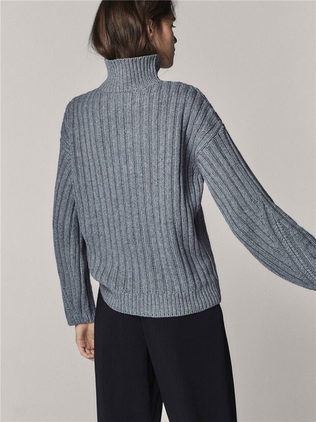 Fashion Gray Pure Color Design Thicken Sweater,Sweater