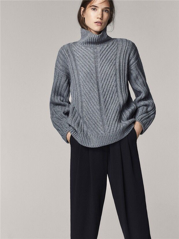 Fashion Gray Pure Color Design Thicken Sweater,Sweater
