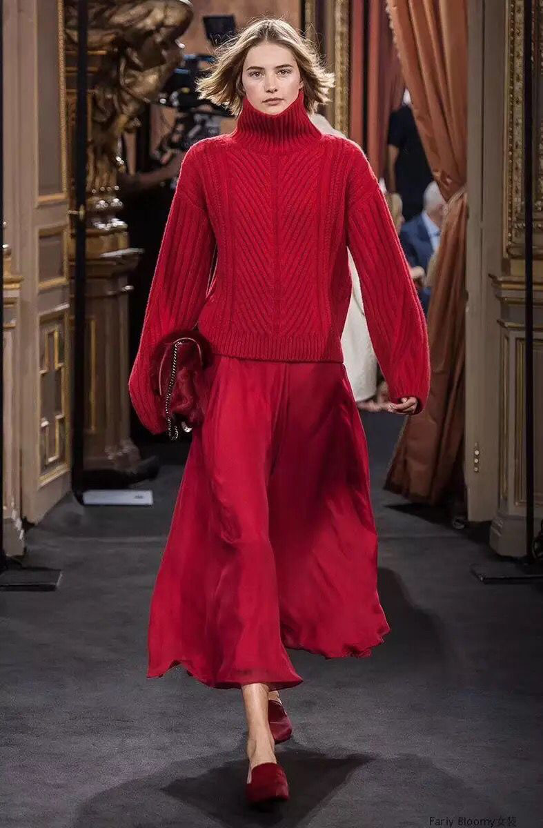 Fashion Red Pure Color Design Thicken Sweater,Sweater
