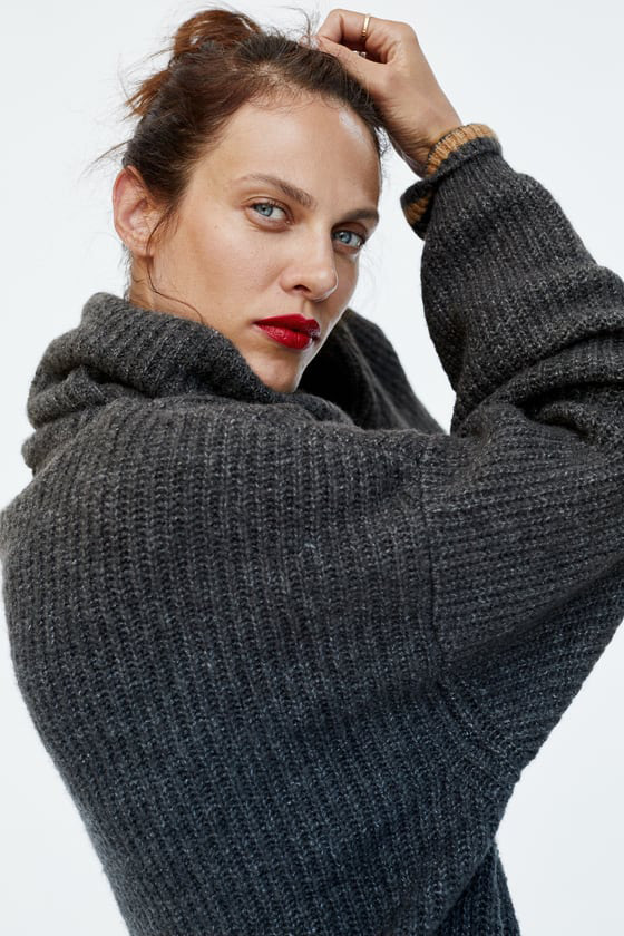 Fashion Gray High Neckline Design Loose Sweater,Sweater