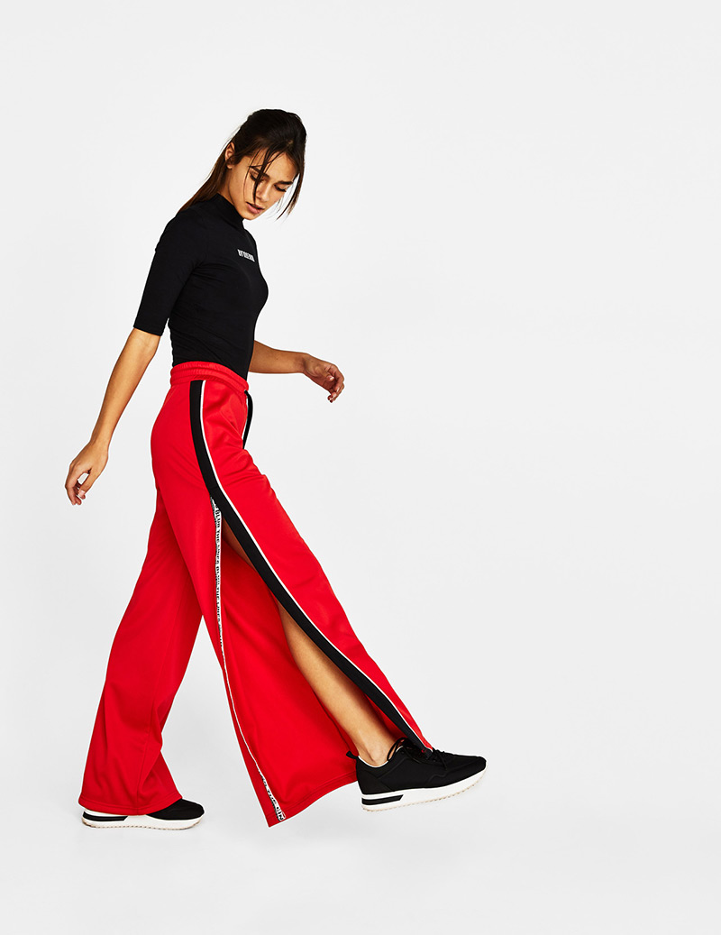 Fashion Red+black Color Matching Design Loose Pants,Pants