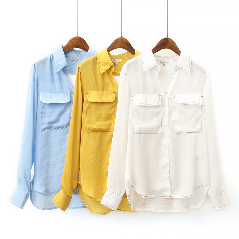 Fashion Yellow Pure Color Design Long Sleeves Shirt,Tank Tops & Camis