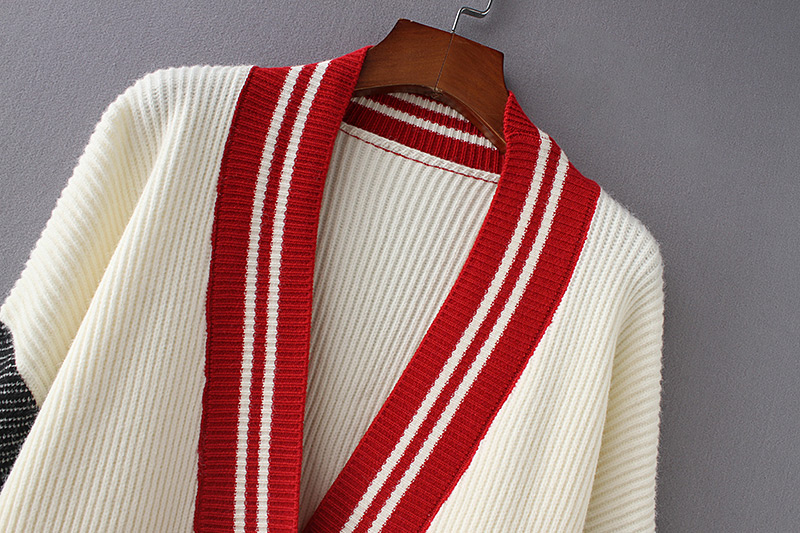 Fashion Navy V Neckline Design Long Sleeves Sweater,Sweater
