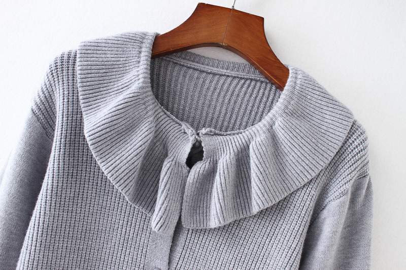 Fashion Gray Pure Color Design Round Neckline Cardigan,Coat-Jacket