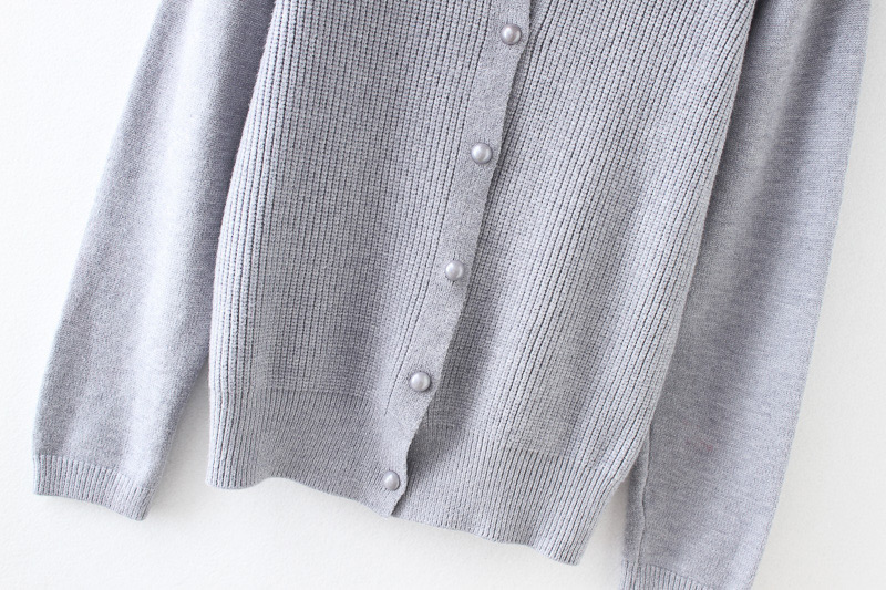 Fashion Gray Pure Color Design Round Neckline Cardigan,Coat-Jacket