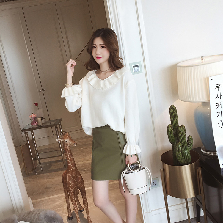 Fashion White Round Neckline Design Pure Color Sweater,Tank Tops & Camis