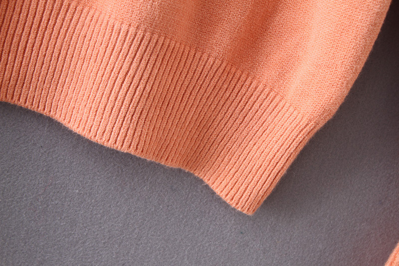 Fashion Orange Round Neckline Design Pure Color Sweater,Tank Tops & Camis