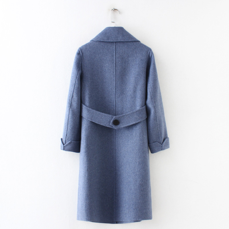 Fashion Blue Buttons Decorated Pure Color Long Overcoat,Coat-Jacket