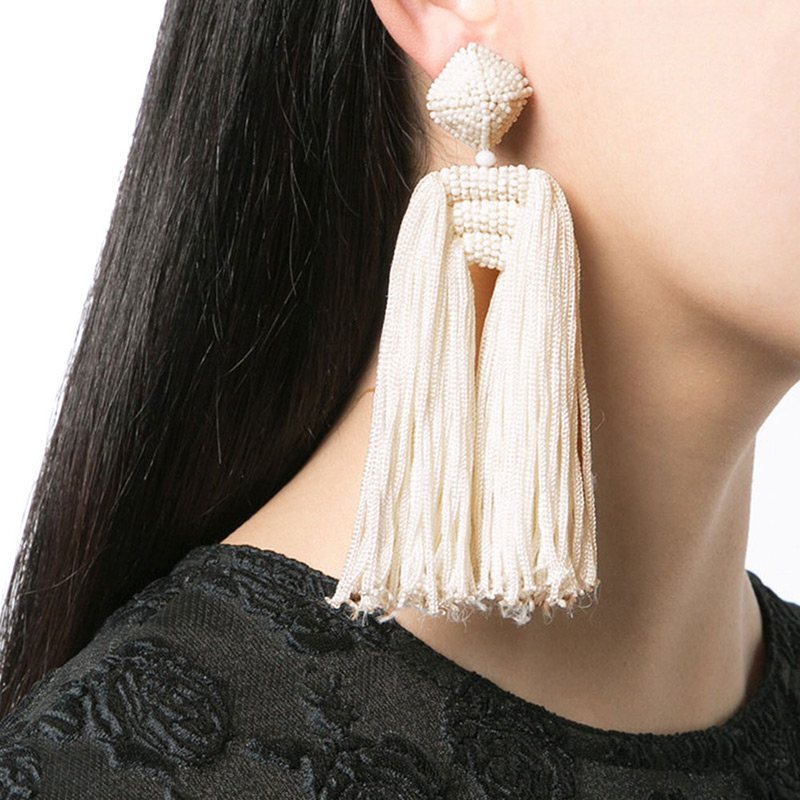 Fashion Yellow Tassel Decorated Pure Color Earrings,Drop Earrings