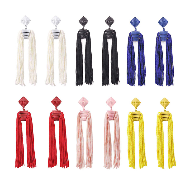 Fashion White Tassel Decorated Pure Color Earrings,Drop Earrings