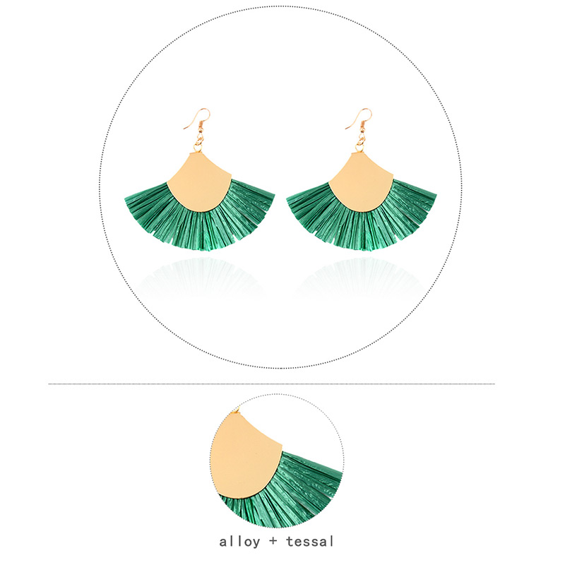 Fashion Green Pure Color Design Sector Shape Earrings,Drop Earrings