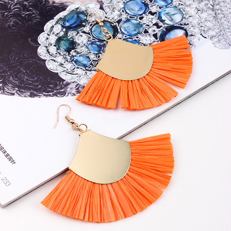 Fashion Orange Pure Color Design Sector Shape Earrings,Drop Earrings