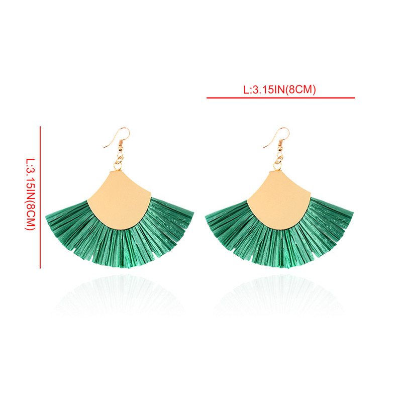 Fashion Green Pure Color Design Sector Shape Earrings,Drop Earrings