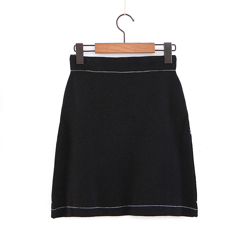 Elegant Coffee Pure Color Decorated Knitted Skirt,Skirts