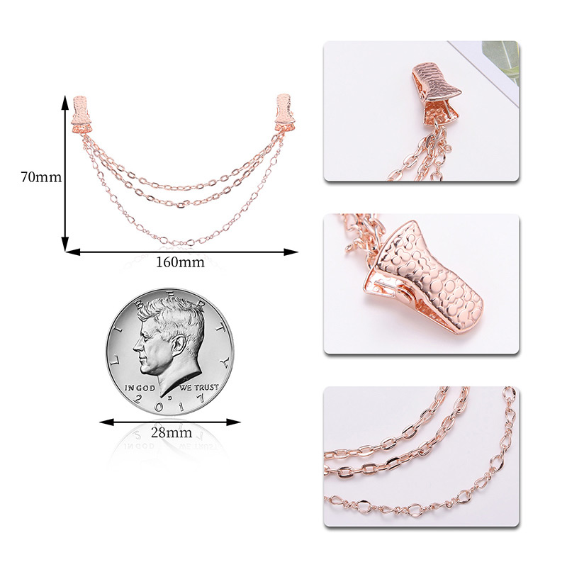 Fashion Rose Gold Chains Decorated Pure Color Shawl Buckle,Korean Brooches
