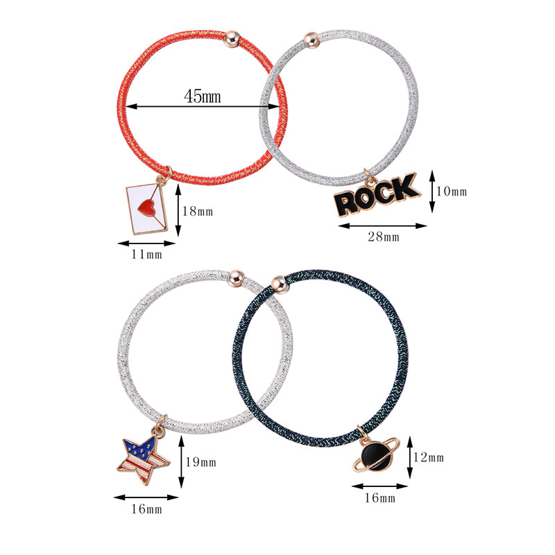 Fashion Multi-color Star Shape&planet Pendant Decorated Hair Band(4pcs),Hair Ring