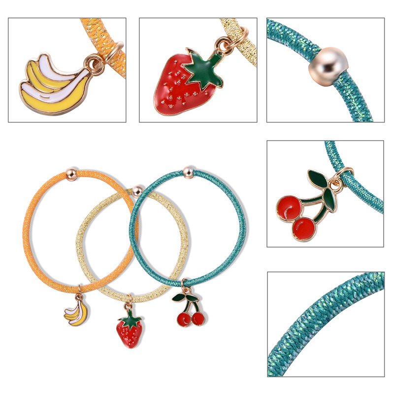 Fashion Multi-color Fruits Pendant Decorated Hair Band(6pcs),Hair Ring