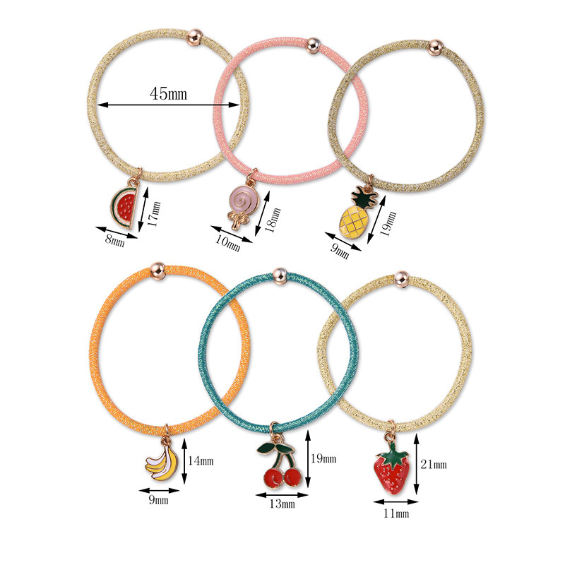 Fashion Multi-color Fruits Pendant Decorated Hair Band(6pcs),Hair Ring