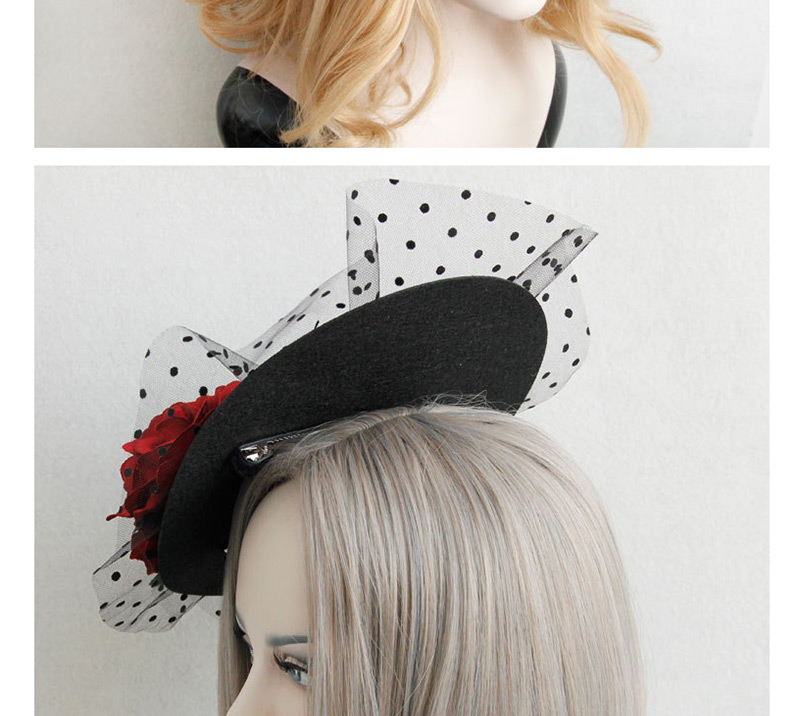Fashion Red+black Dots Pattern Decorated Flower Shape Hair Accessories,Hairpins