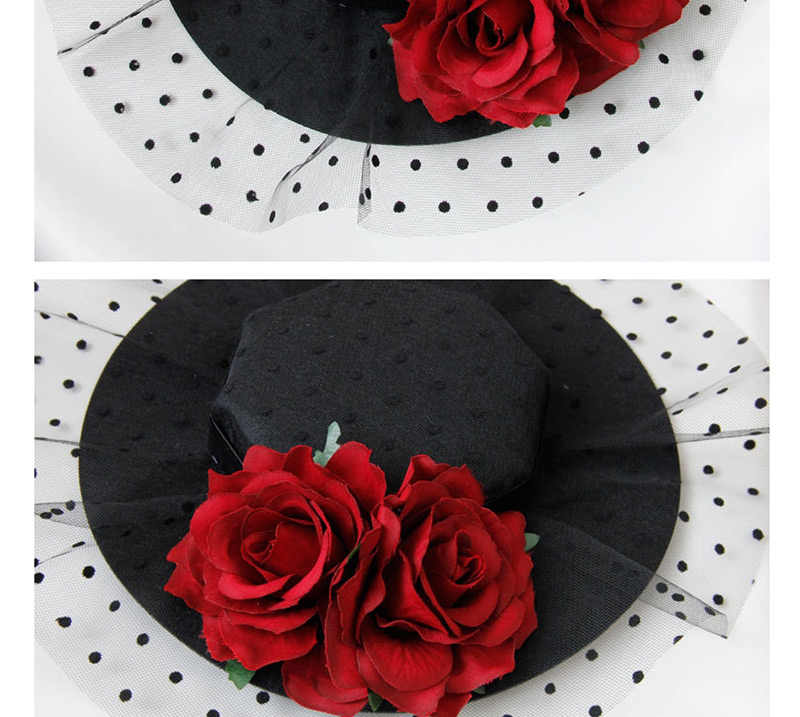 Fashion Red+black Dots Pattern Decorated Flower Shape Hair Accessories,Hairpins