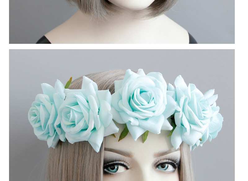 Fashion Light Blue Flower Shape Decorated Hair Accessories,Hair Ribbons