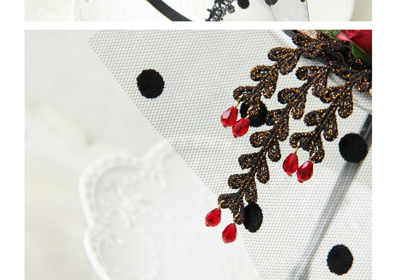 Fashion Black+red Flower Shape Decorated Dots Pattern Hair Accessories,Chokers