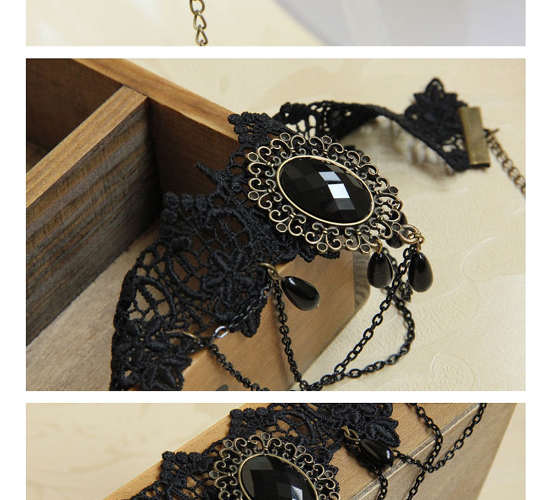 Fashion Black Oval Shape Decorated Pure Color Choker,Pendants