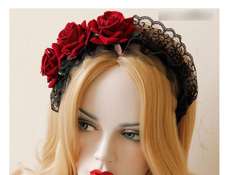 Fashion Claret Red Flower Shape Decorated Hairband,Head Band