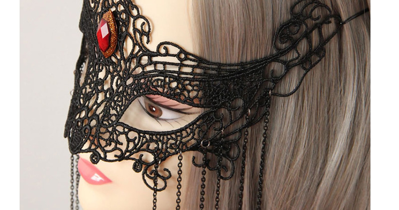 Fashion Black Hollow Out Design Tassel Decorated Mask,Chokers