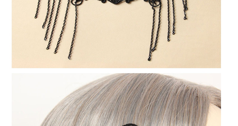 Fashion Black Hollow Out Design Tassel Decorated Mask,Chokers