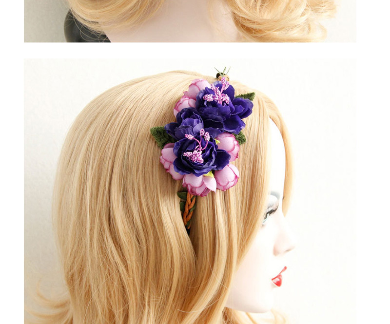 Fashion Pink+purple Flower Shape Decorated Hairband,Head Band