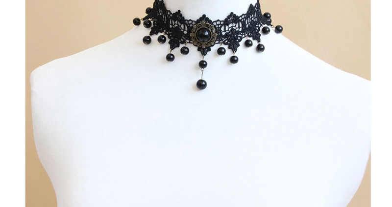 Fashion Black Pure Color Decorated Choker,Pendants