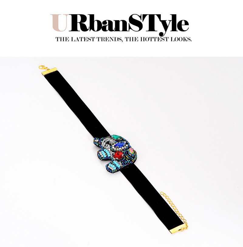 Fashion Multi-color Elephant Shape Decorated Choker,Pendants