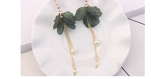 Elegant Green Tassel Decorated Earrings,Drop Earrings
