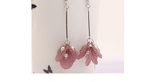 Elegant Pink Flower Shape Decorated Earrings,Drop Earrings