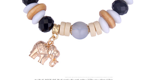 Vintage Coffee Elephant Pendant Decorated Beads Bracelet,Fashion Bracelets