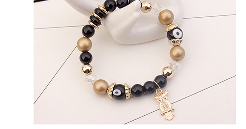 Vintage Black Owl Pendant Decorated Beads Bracelet,Fashion Bracelets
