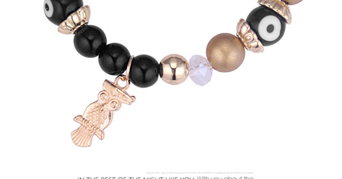 Vintage Black Owl Pendant Decorated Beads Bracelet,Fashion Bracelets
