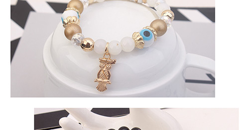 Vintage White Owl Pendant Decorated Beads Bracelet,Fashion Bracelets