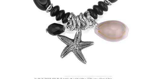 Vintage Black Starfish Pendant Decorated Beads Bracelet,Fashion Bracelets